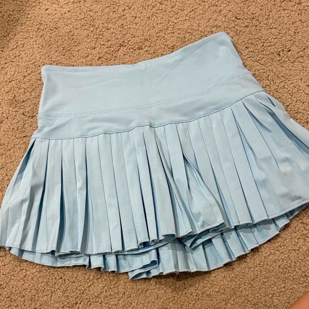 Gold Hinge Light Blue Pleated Women's Skirt